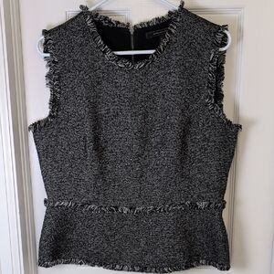 BCBGMaxAzria Charcoal and Black Fringe Sleeveless Top